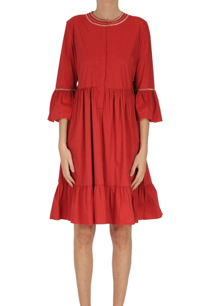 D-exterior Knee-length Dresses In Brick Red