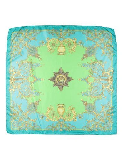 Versace Square Scarves In Turquoise