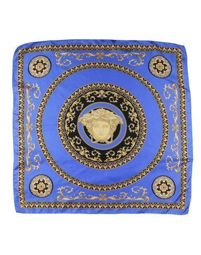 Versace Square Scarves In Bright Blue