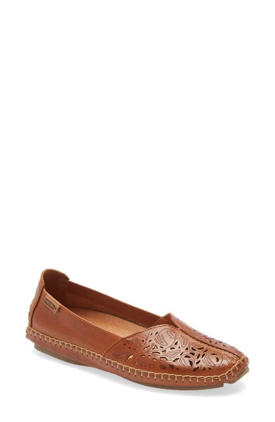 Pikolinos Jerez Perforated Loafer In Brandy Leather