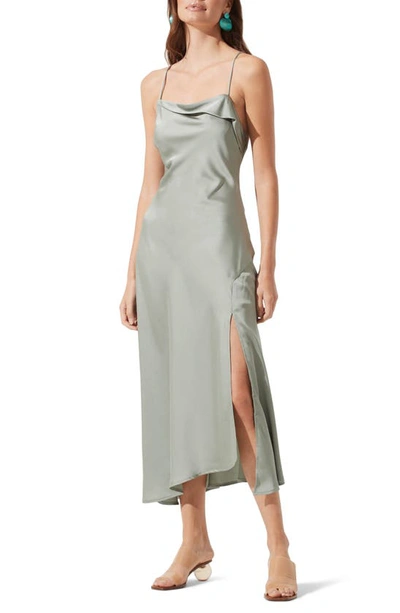Astr Cowl Slip Midi Dress In Sage