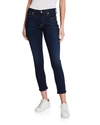 7 For All Mankind Skinny Ankle Jeans With Step Hem In Dark Riverside In Blue