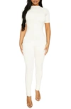 Naked Wardrobe Sweet T Funnel Neck Jumpsuit In White