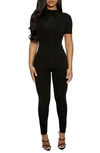 Naked Wardrobe Sweet T Funnel Neck Jumpsuit In Black