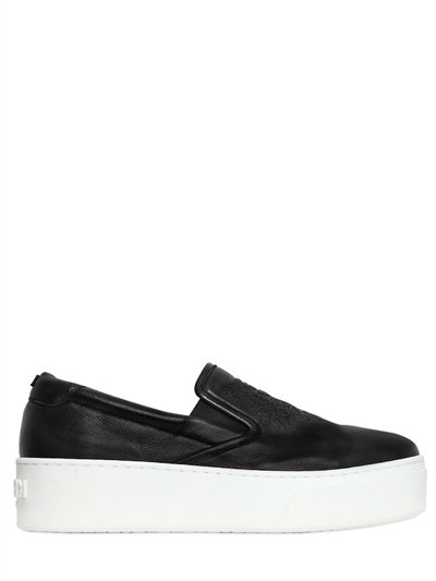 Kenzo 40mm Leather Slip-on Platform Sneakers, Black | ModeSens