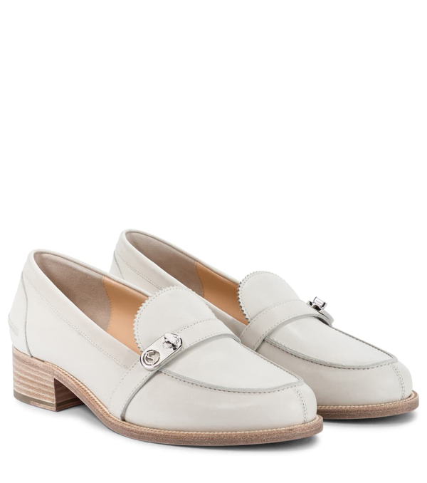 Christian Louboutin Women's Lock Me Leather Loafers In White | ModeSens
