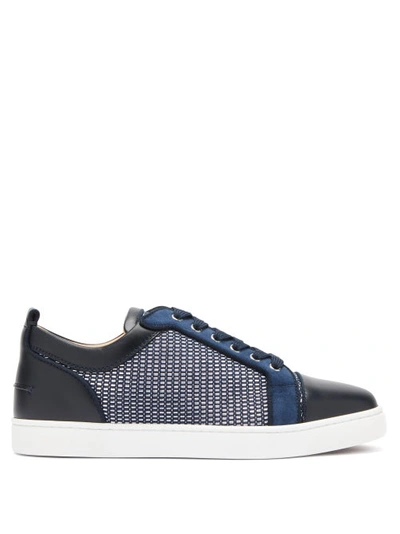 Christian Louboutin Men's Louis Junior Orlato Mix-media Low-top Sneakers In  Navy | ModeSens