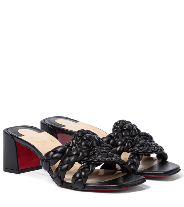 christian louboutin marmela woven red sole slide sandals