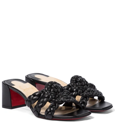Christian Louboutin Marmela Woven Red Sole Slide Sandals In Bk01 Black