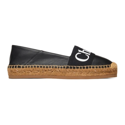 Chloé Esapdrillas In Leather And Canvas With Rope Sole And Logo In Black