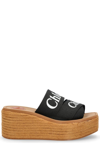 Chloé Woody Canvas Platform Espadrille Sandals In Black