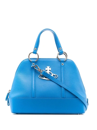 Vivienne Westwood Jordan Medium Leather Tote Bag In Blue
