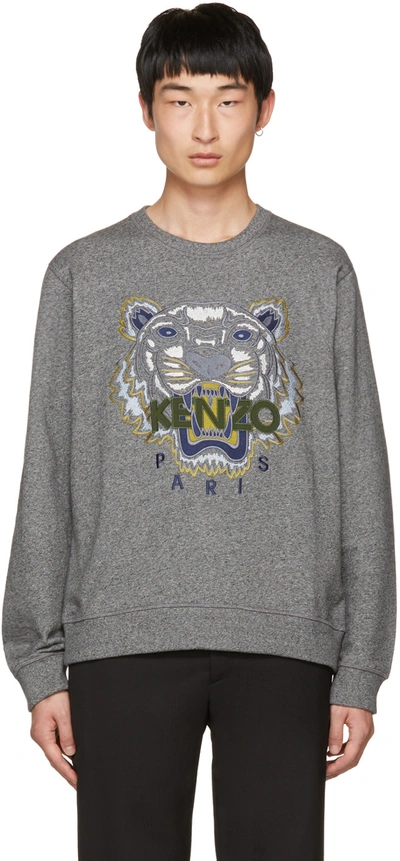 Kenzo Classic Tiger Emblem Cotton-blend Jumper In Grey