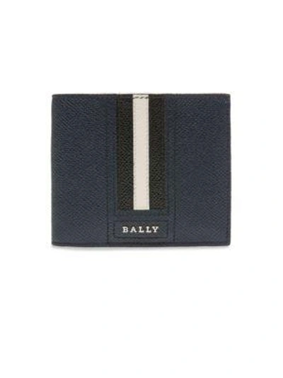 Bally Tonett Embossed Leather Wallet In Blue