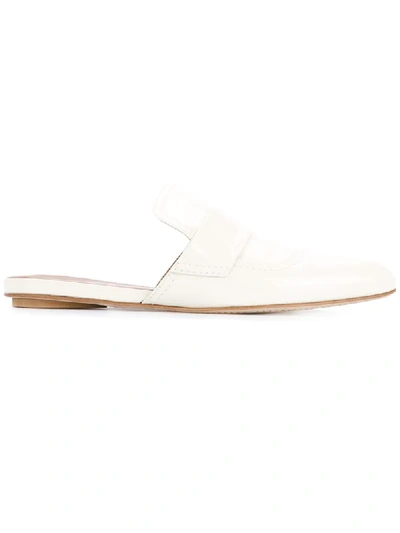 Marni Leather Backless Loafers In White