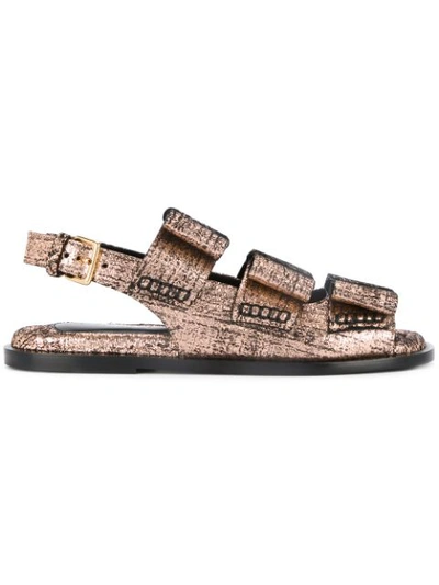 Marni Bow-detail Leather Slingback Sandals In Bronze