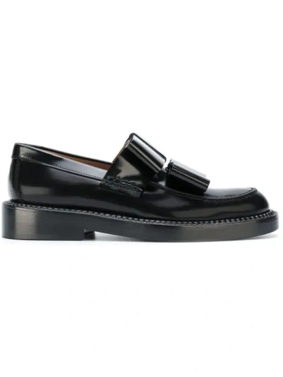 Marni Bow-detail Leather Loafers In Black