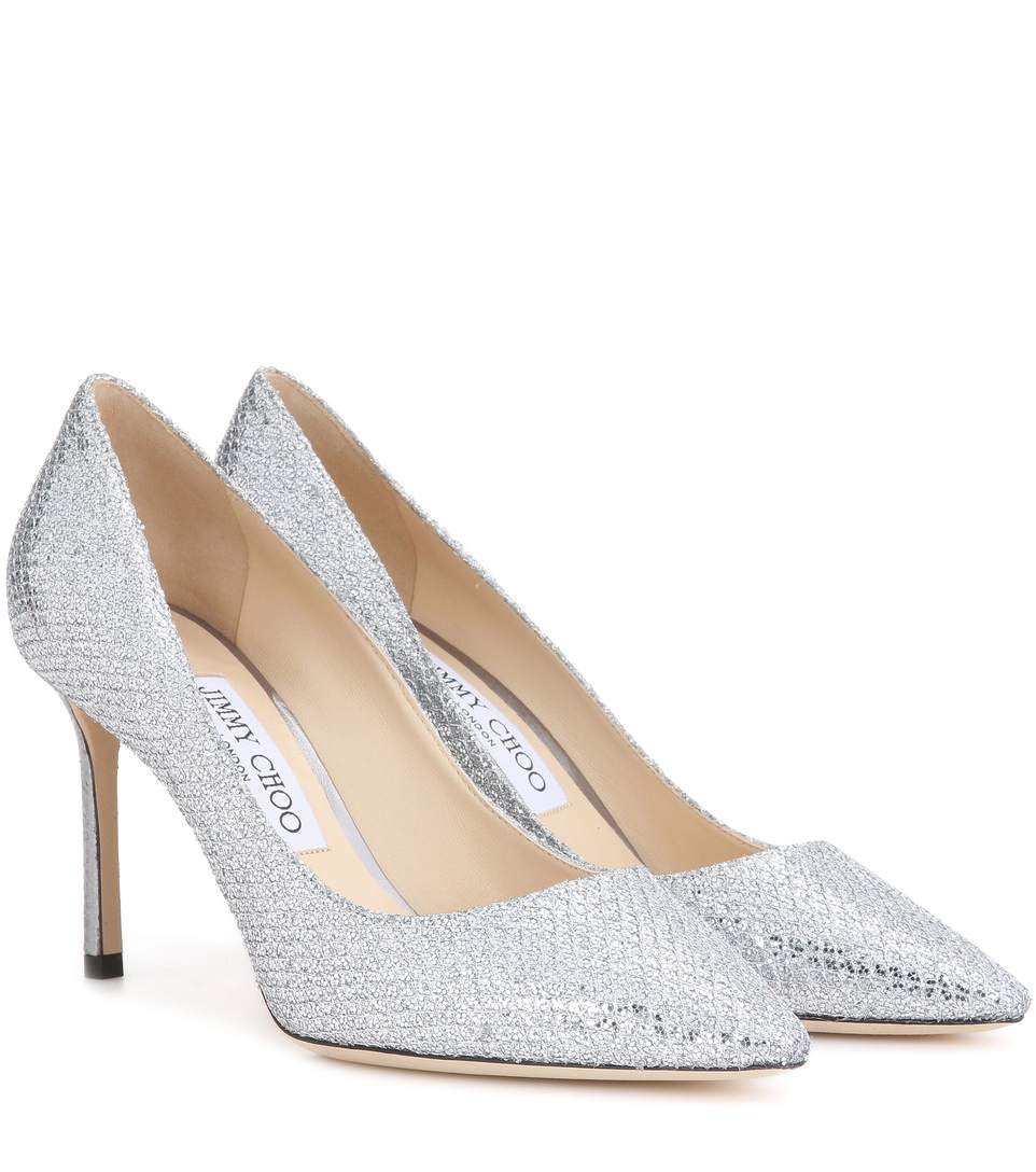 Jimmy Choo Romy 85 Glitter Pumps | ModeSens