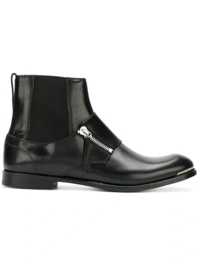 Alexander Mcqueen Black Leather Chelsea Boots