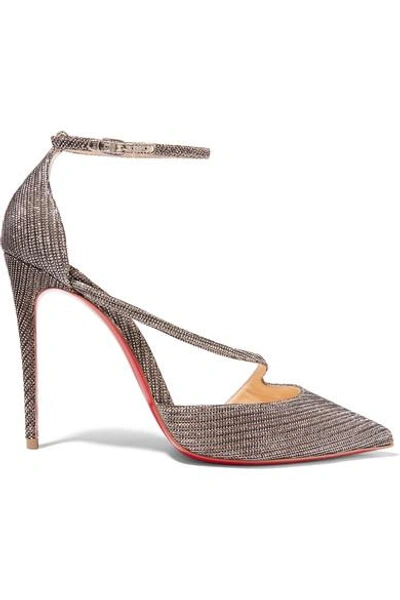 Christian Louboutin Fliketta 100 Glittered Canvas Pumps In Anthracite