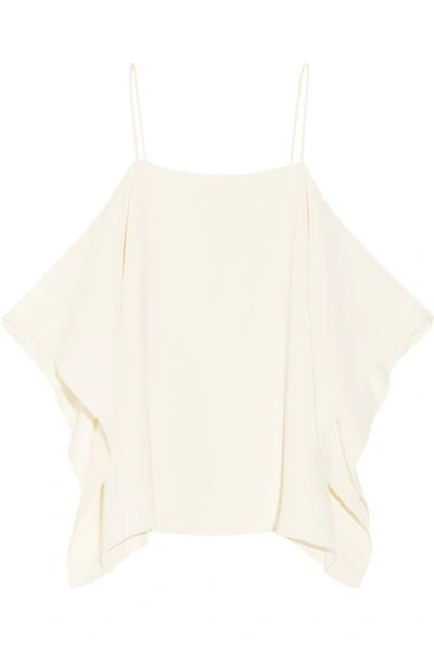 Theory Petteri Cold-shoulder Crepe De Chine Top In Ivory