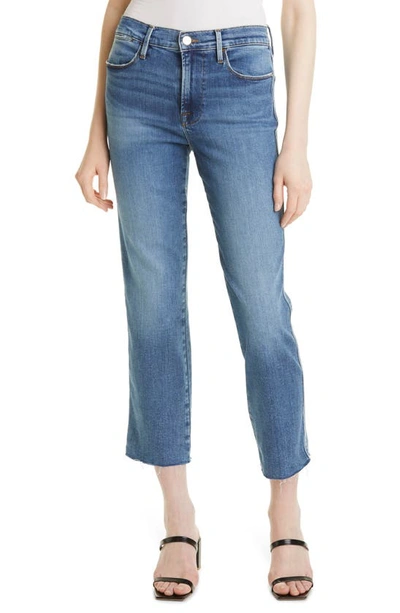Frame Le High Raw Hem Crop Straight Leg Jeans In Moma
