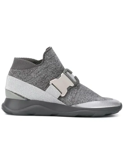 Christopher Kane Knitted High Top Sneakers In Silver