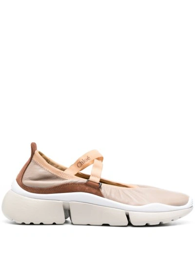 Chloé Sonnie Leather Ballet Flats In Neutrals