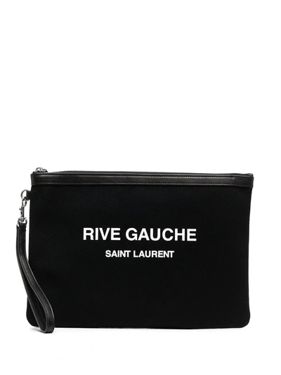 Saint Laurent Zipped Logo Pouch In Black