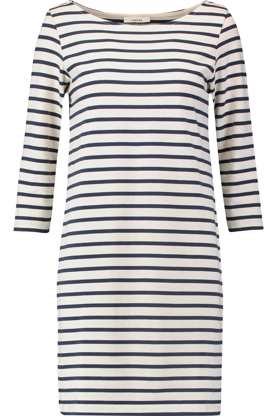 Ganni Striped Cotton-jersey Mini Dress | ModeSens