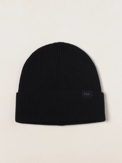 Fay Ribbed Wool Hat With Logo Patch