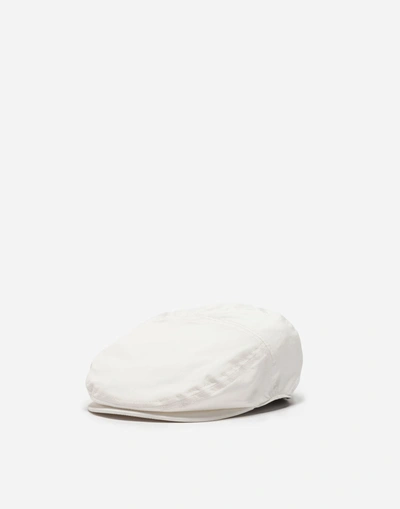 Dolce & Gabbana Flat Cap In Cotton In White