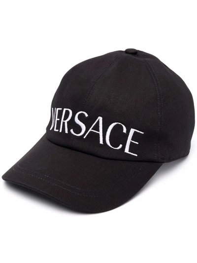 Versace Baseball Hat With Logo And Greca In Black