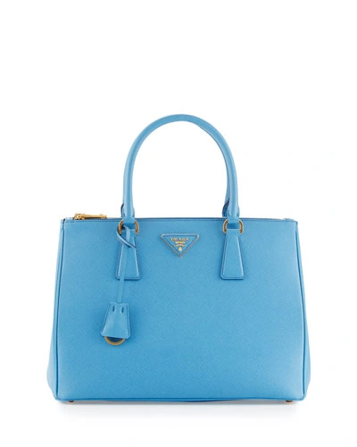 Prada Galleria Saffiano Double-zip Tote Bag, Blue