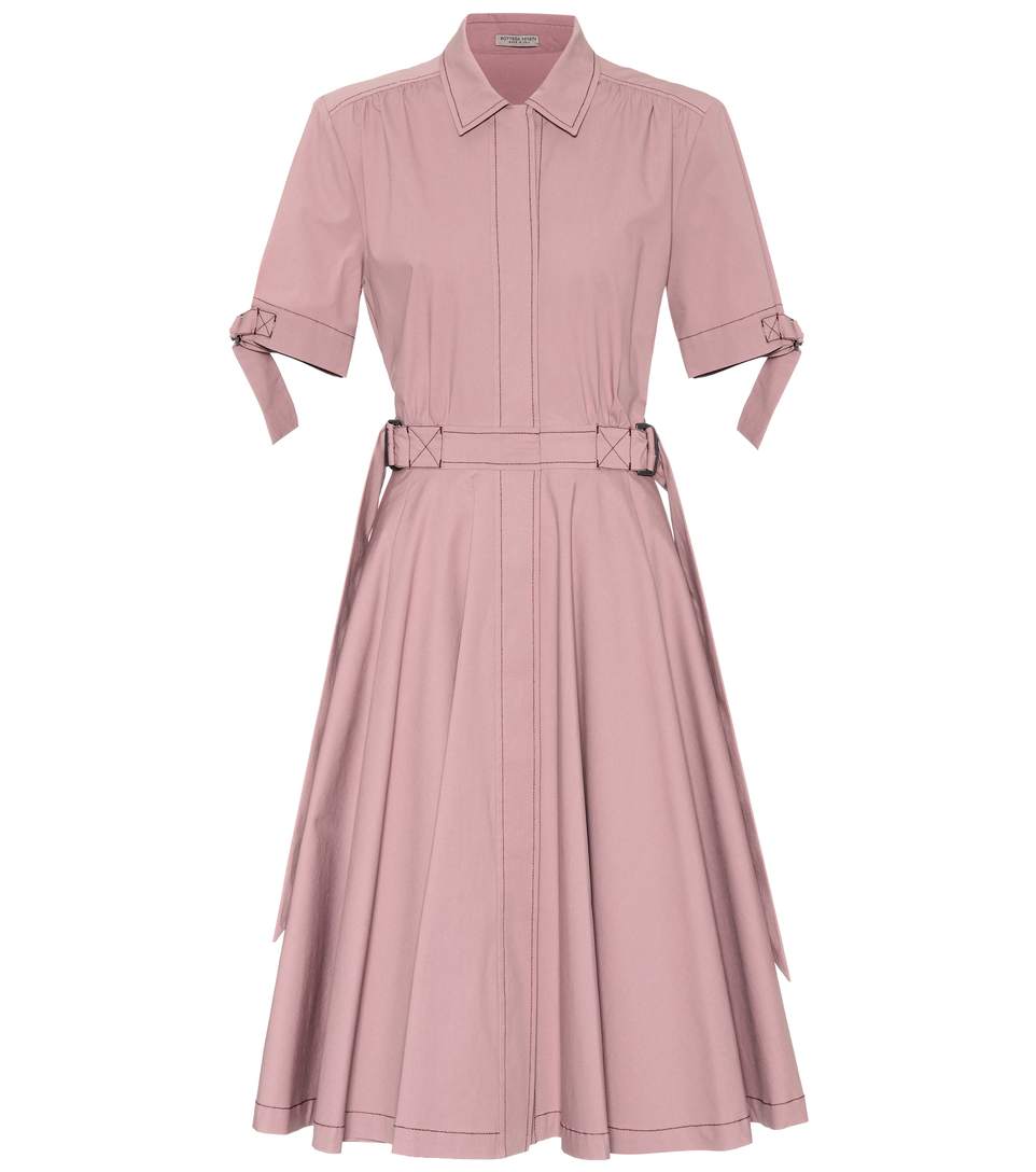 Bottega Veneta Pleated Cotton Dress In Desert Rose | ModeSens