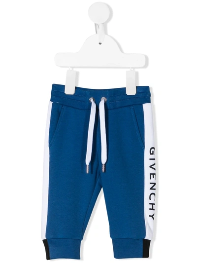 Givenchy Babies' Jersey Logo Tracksuit Bottoms In Blu
