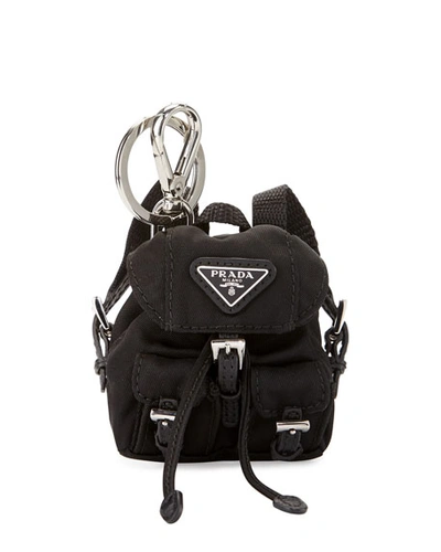 Prada Vela Backpack-shaped Handbag Charm/keychain, Black (nero)