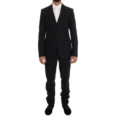 Dolce & Gabbana Black Wool One Button Slim Fit Suit