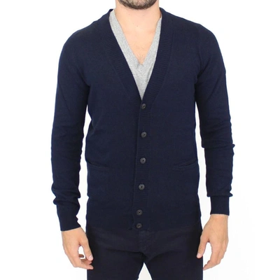 Ermanno Scervino Wool Cashmere Cardigan Pullover Sweater In Blue