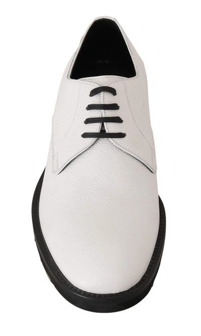 Dolce & Gabbana White Leather Derby Dress Formal Shoes