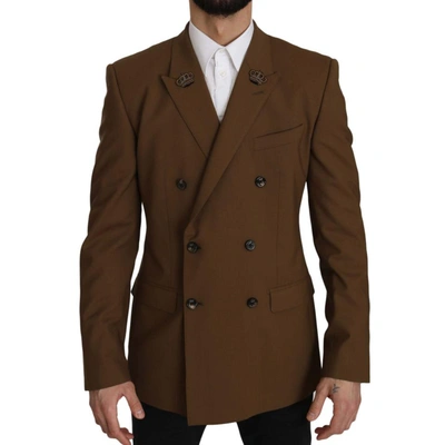 Dolce & Gabbana Brown Wool Royal Crown Jacket Blazer