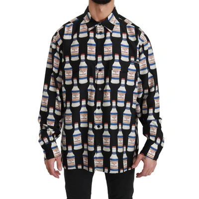 Dolce & Gabbana Black Silk Kiss Of Venus Print Casual Shirt