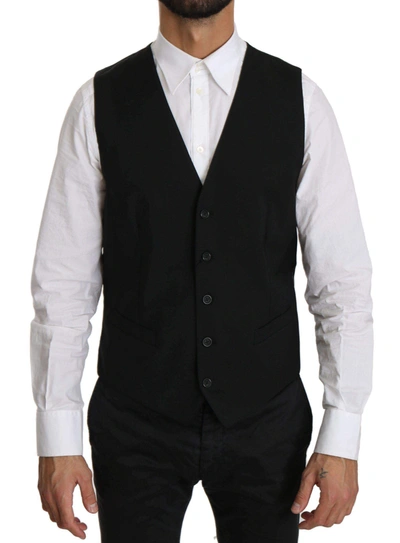 Dolce & Gabbana Black Waistcoat Formal Gillet Staff Vest Dress