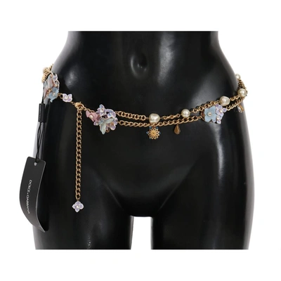Dolce & Gabbana Gold Chain Crystal Butterfly Flower Belt