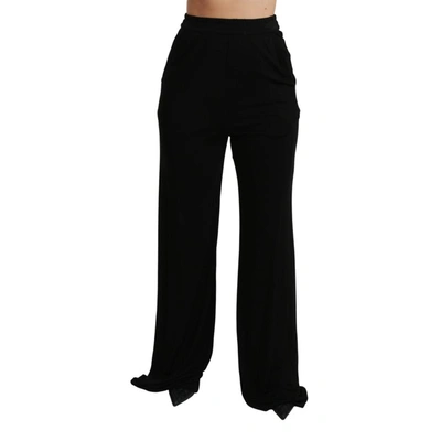 Dolce & Gabbana Viscose Black Wide Leg High Waist Pants