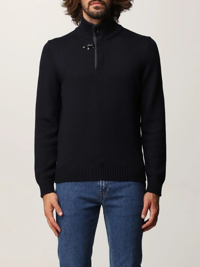 Fay Maglia Lupetto Zip Gancio F5 In Navy