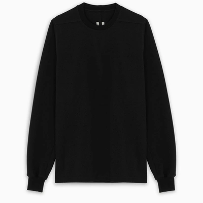 Rick Owens Short Crewneck Sweatshirt In Black Cotton