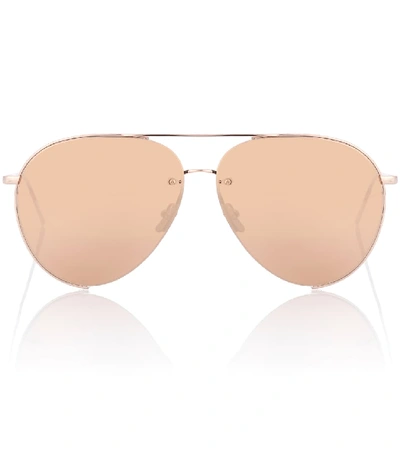 Linda Farrow Rose-gold Plated Aviator Sunglasses