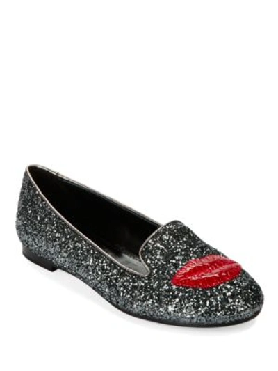 Chiara Ferragni Lipstick Glitter Loafers In Grey