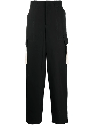 Jacquemus Wide-leg Cotton-ripstop Cargo Trousers In Black